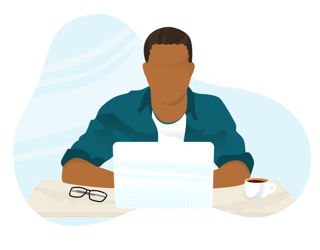 illustration of man on laptop