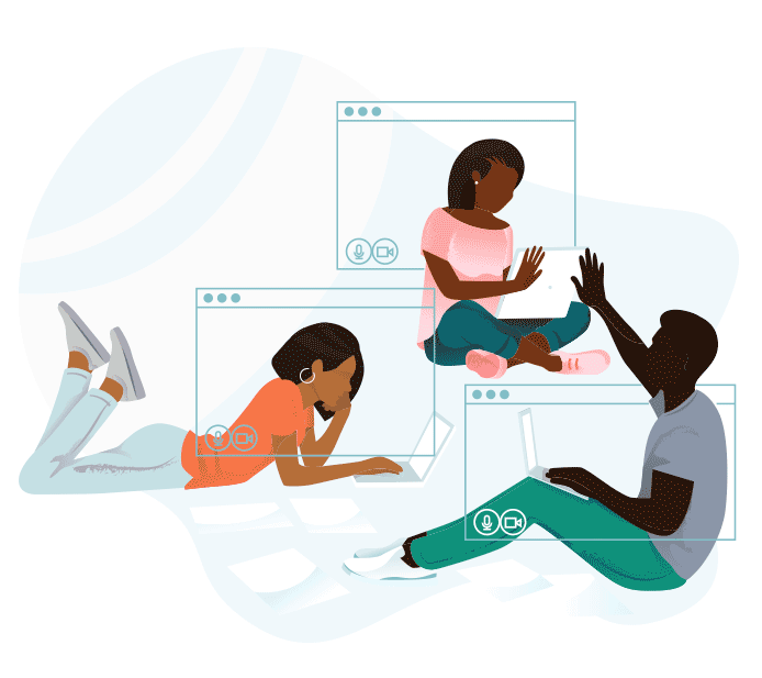 illustration of 3 people connecting